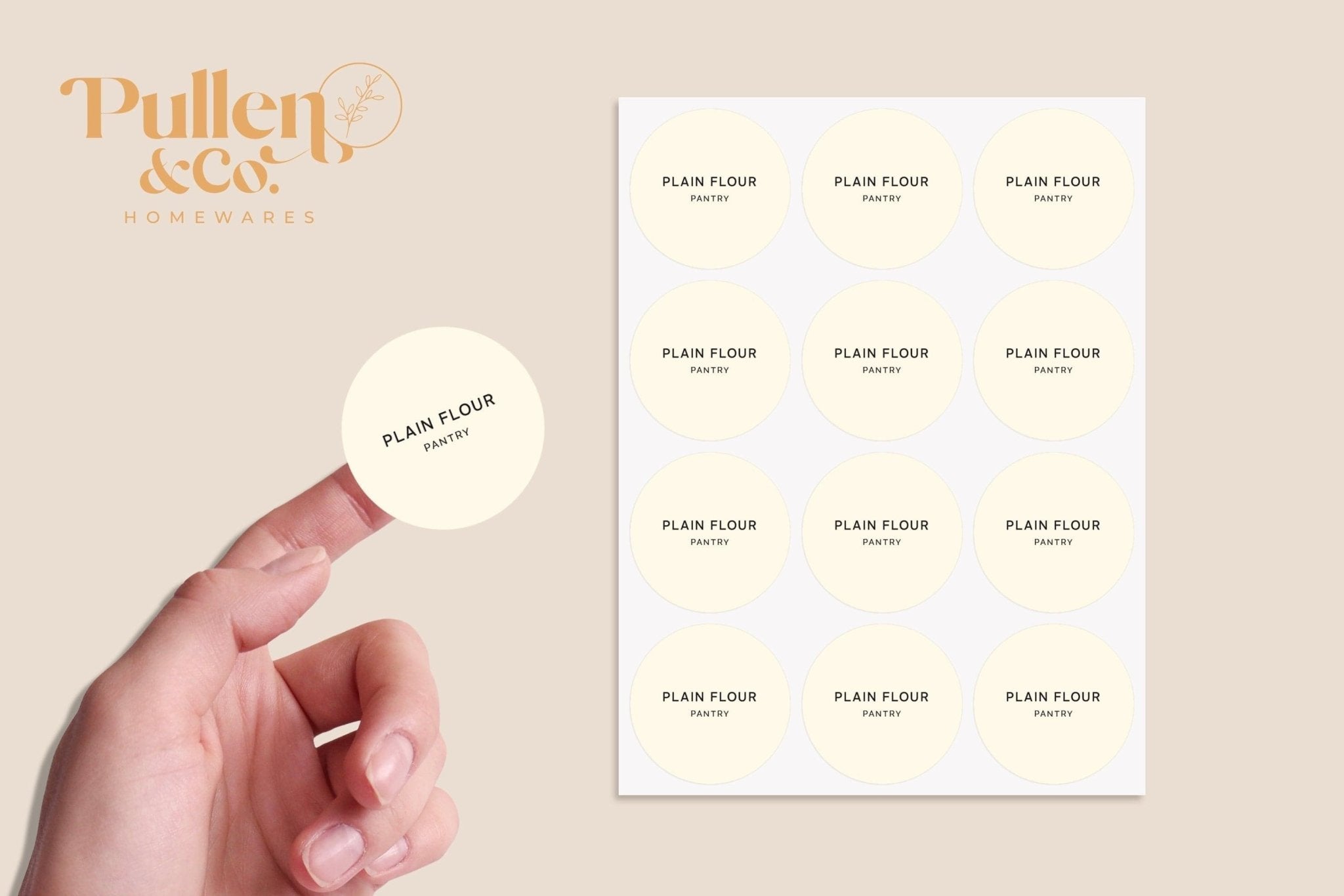Ivory Round Sticker Labels (Custom) | Kitchen & Homeware Australia | Pullen and Co