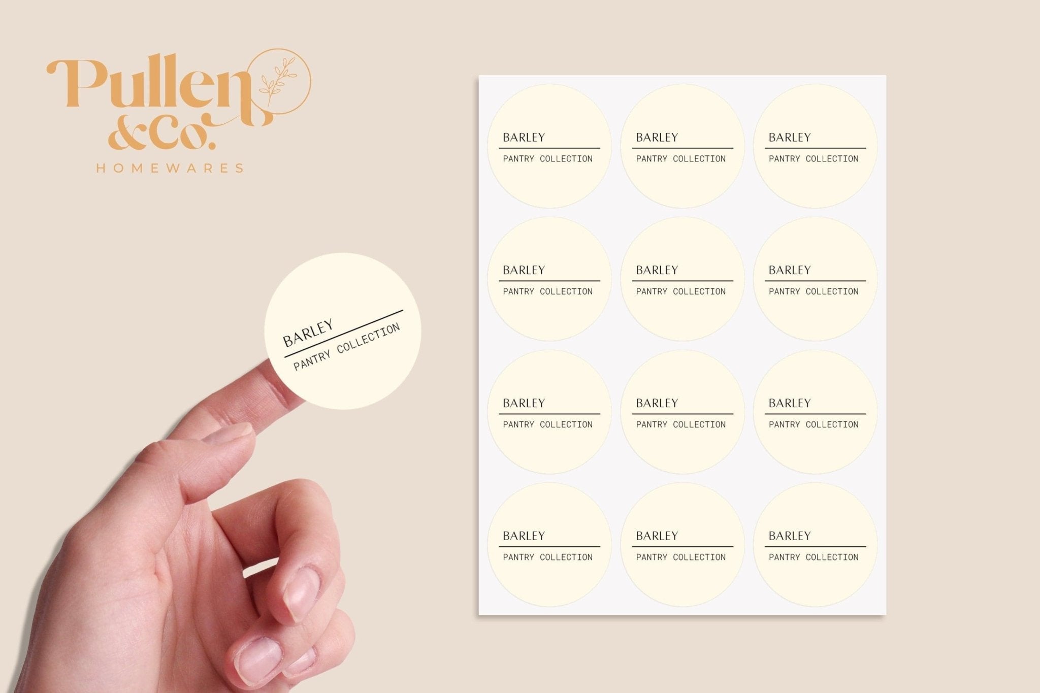 Ivory Round Sticker Labels (Custom) | Kitchen & Homeware Australia | Pullen and Co