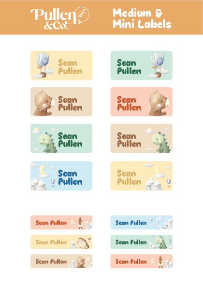 Pullen and Co Dinosaurs Personalised Kids Sticker Labels (7506882035883)