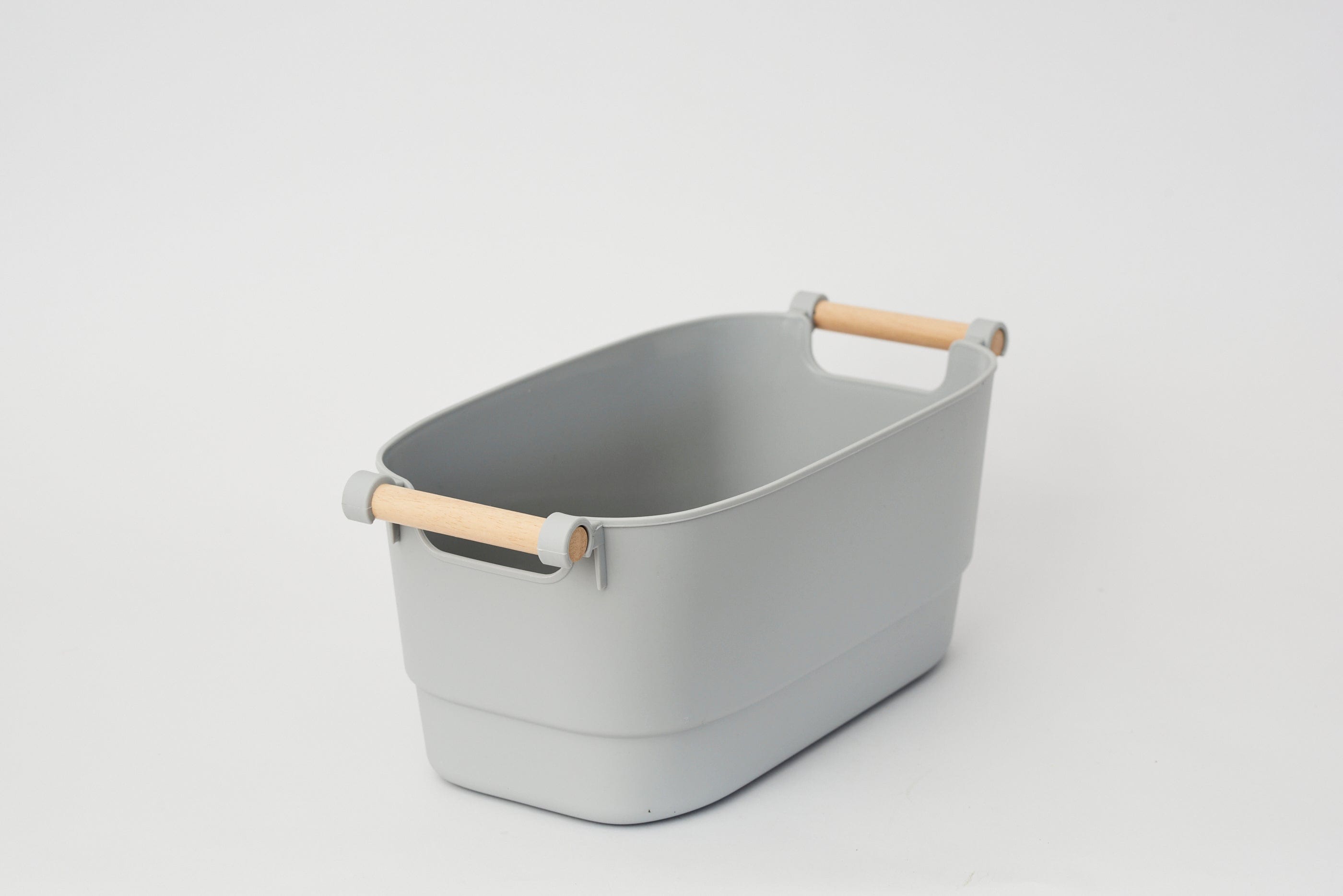 Pullen and Co Grey - Medium Plastic and Bamboo Storage Basket (FREE LABELS) (6727170687147)