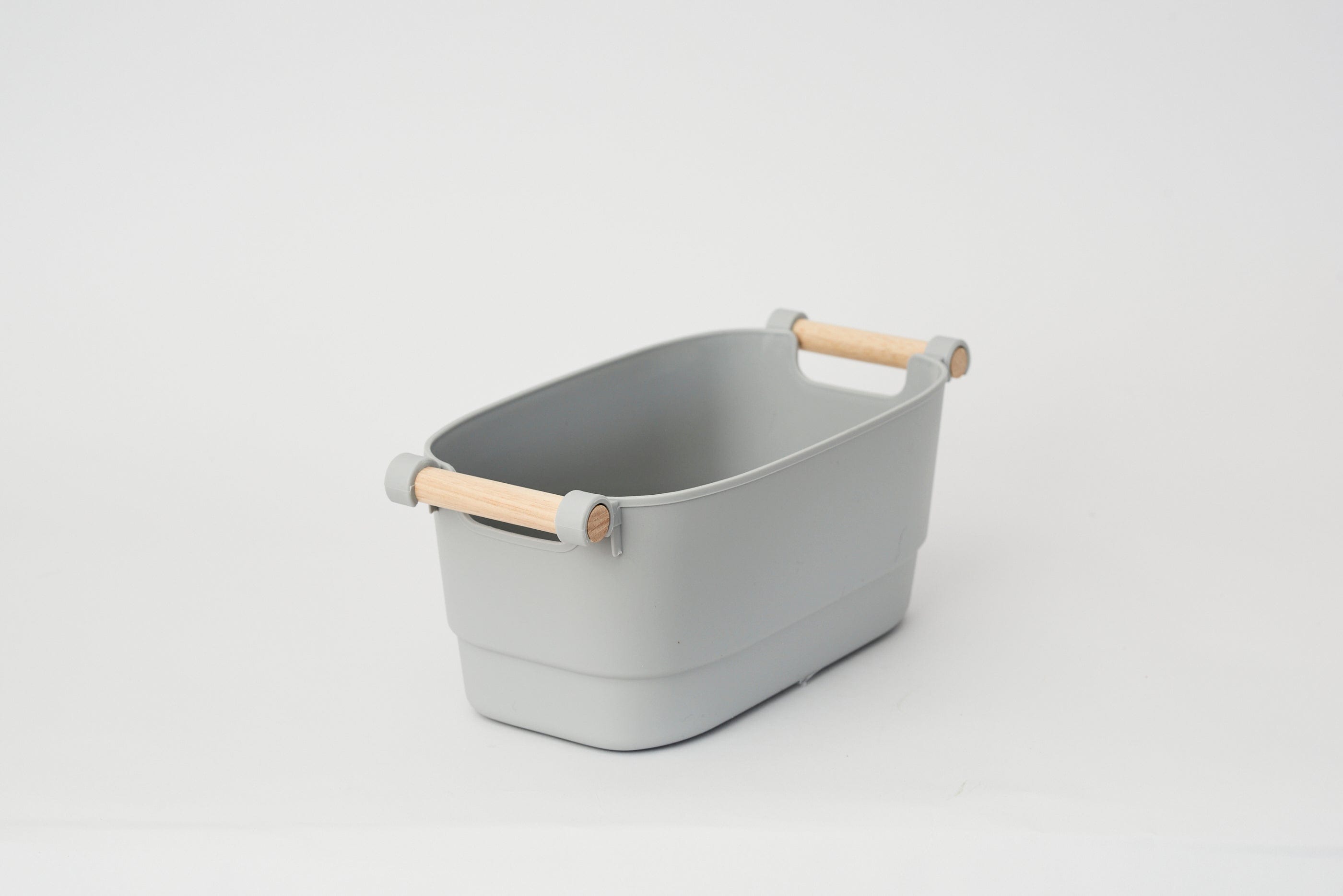 Pullen and Co Grey - Small Plastic and Bamboo Storage Basket (FREE LABELS) (6727170687147)