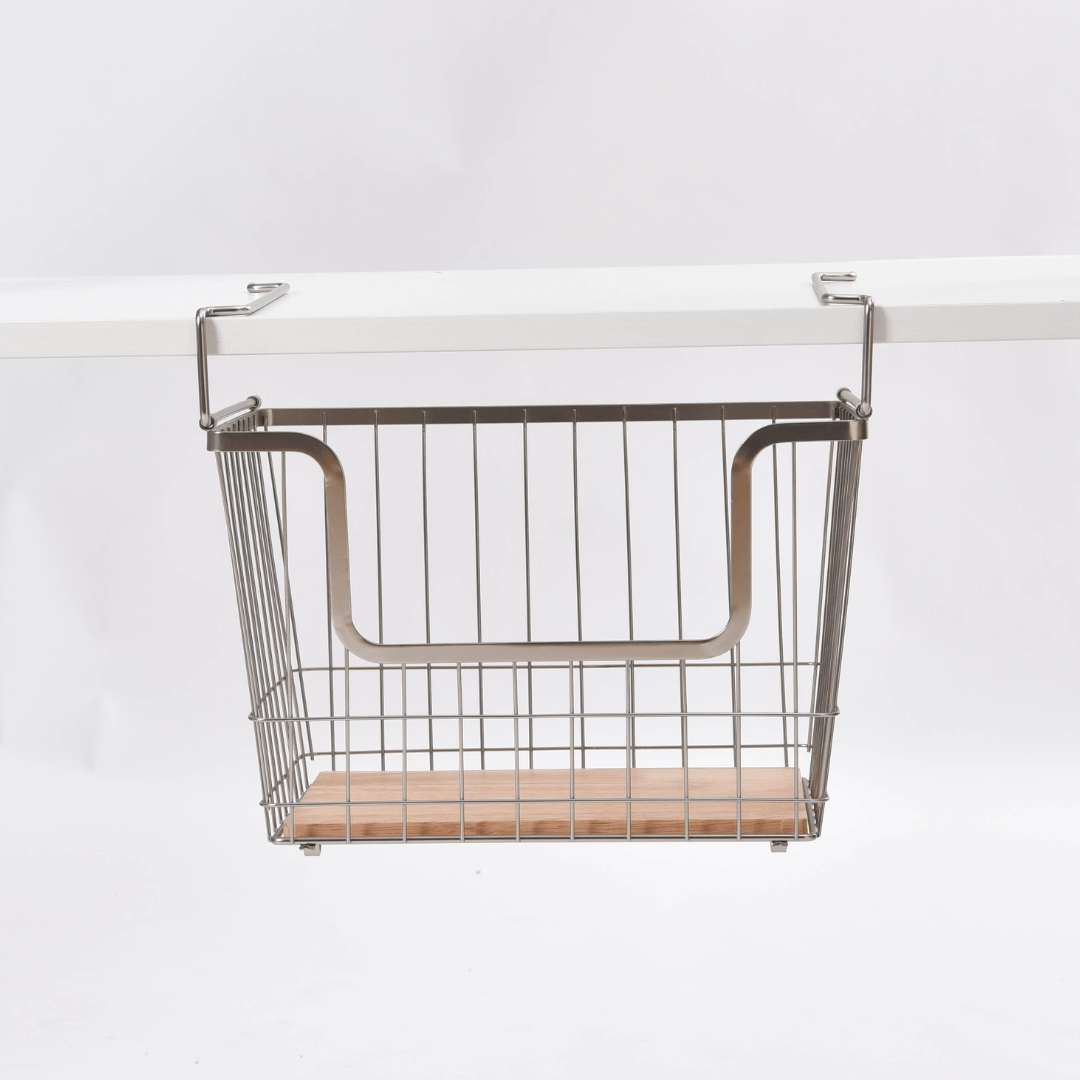 Stackable Hanging Metal Basket Brushed Nickel | Kitchen & Homeware Australia | Pullen and Co