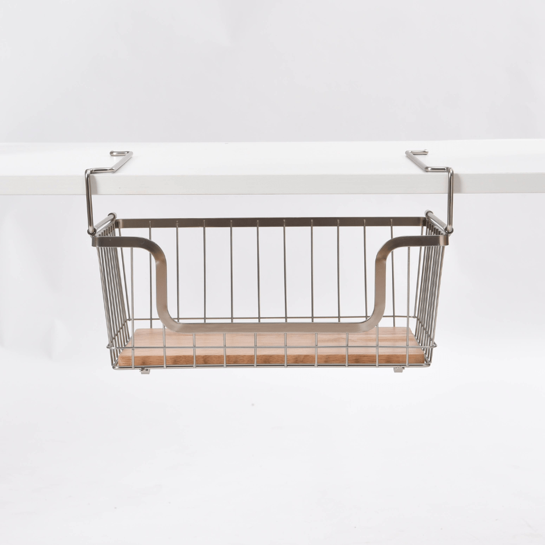 Stackable Hanging Metal Basket Brushed Nickel | Kitchen & Homeware Australia | Pullen and Co