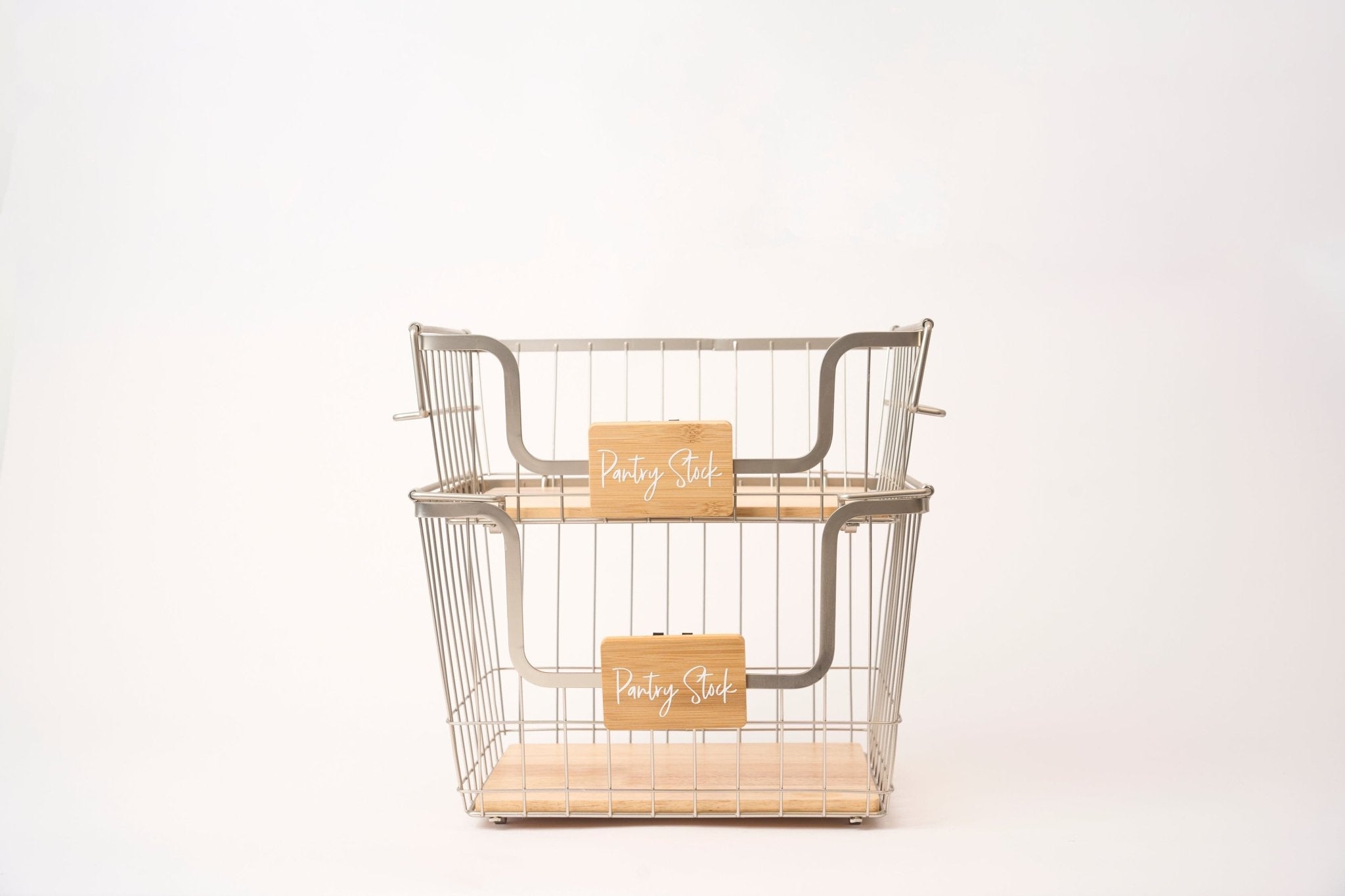 Stackable Hanging Metal Basket Brushed Nickel | Kitchen & Homeware Australia | Pullen and Co
