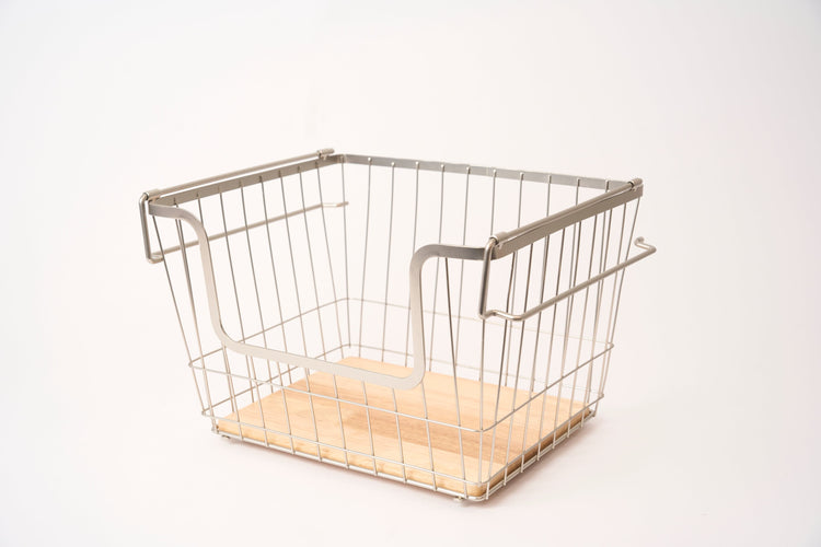 Pullen and Co Stackable Hanging Metal Basket Brushed Nickel (7521532838059)