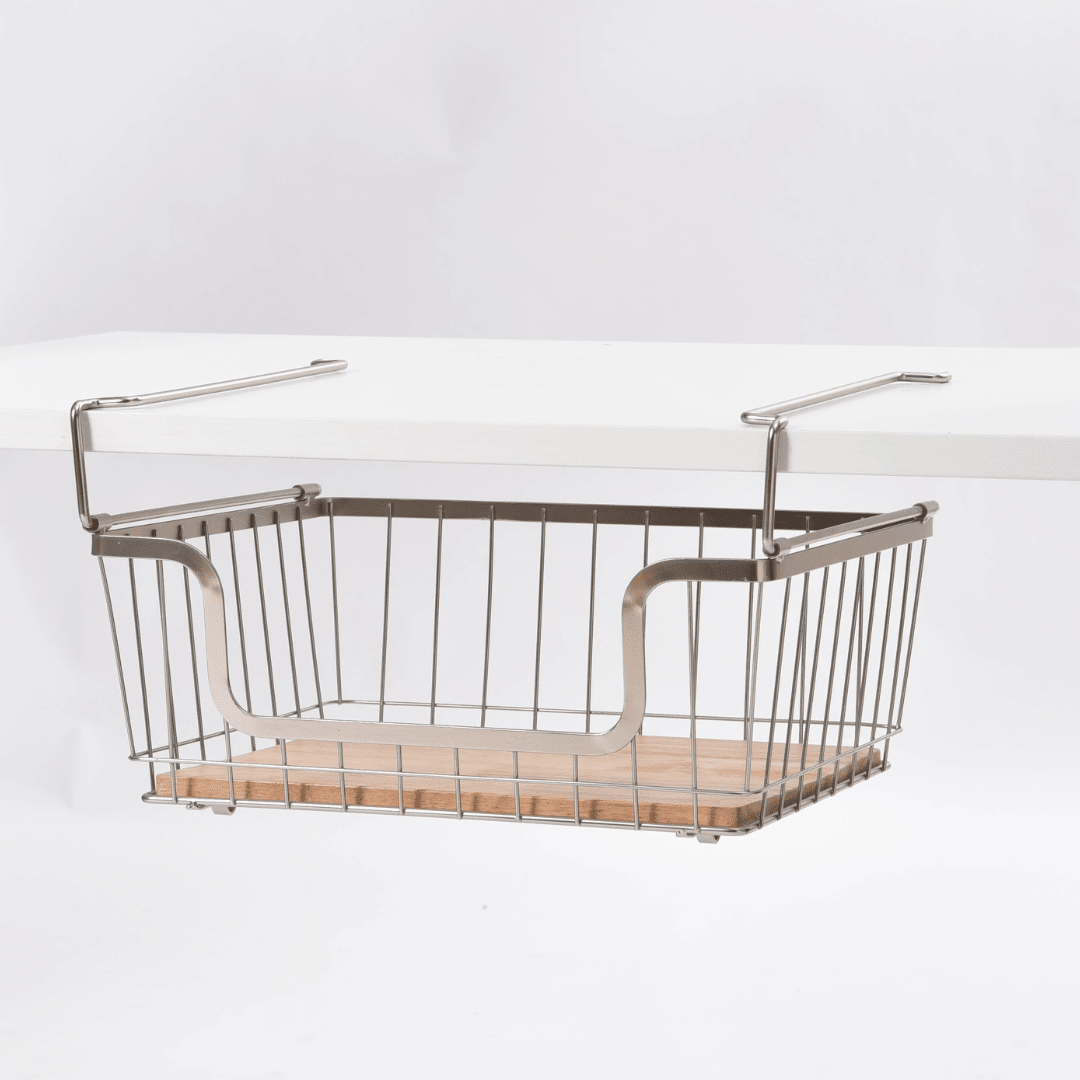 Stackable Hanging Metal Basket Brushed Nickel | Kitchen & Homeware Australia | Pullen and Co