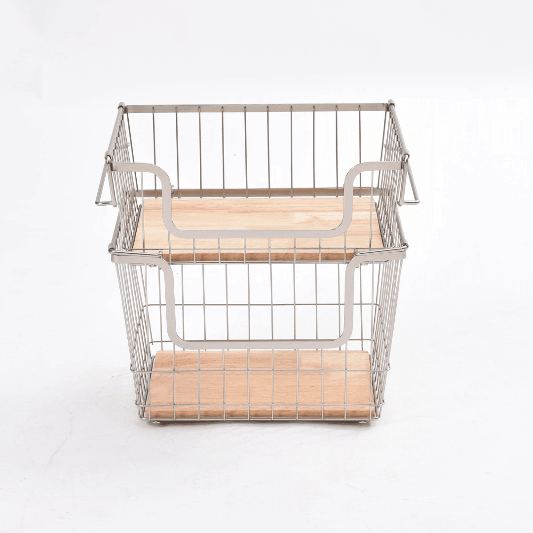 Stackable Hanging Metal Basket Brushed Nickel | Kitchen & Homeware Australia | Pullen and Co