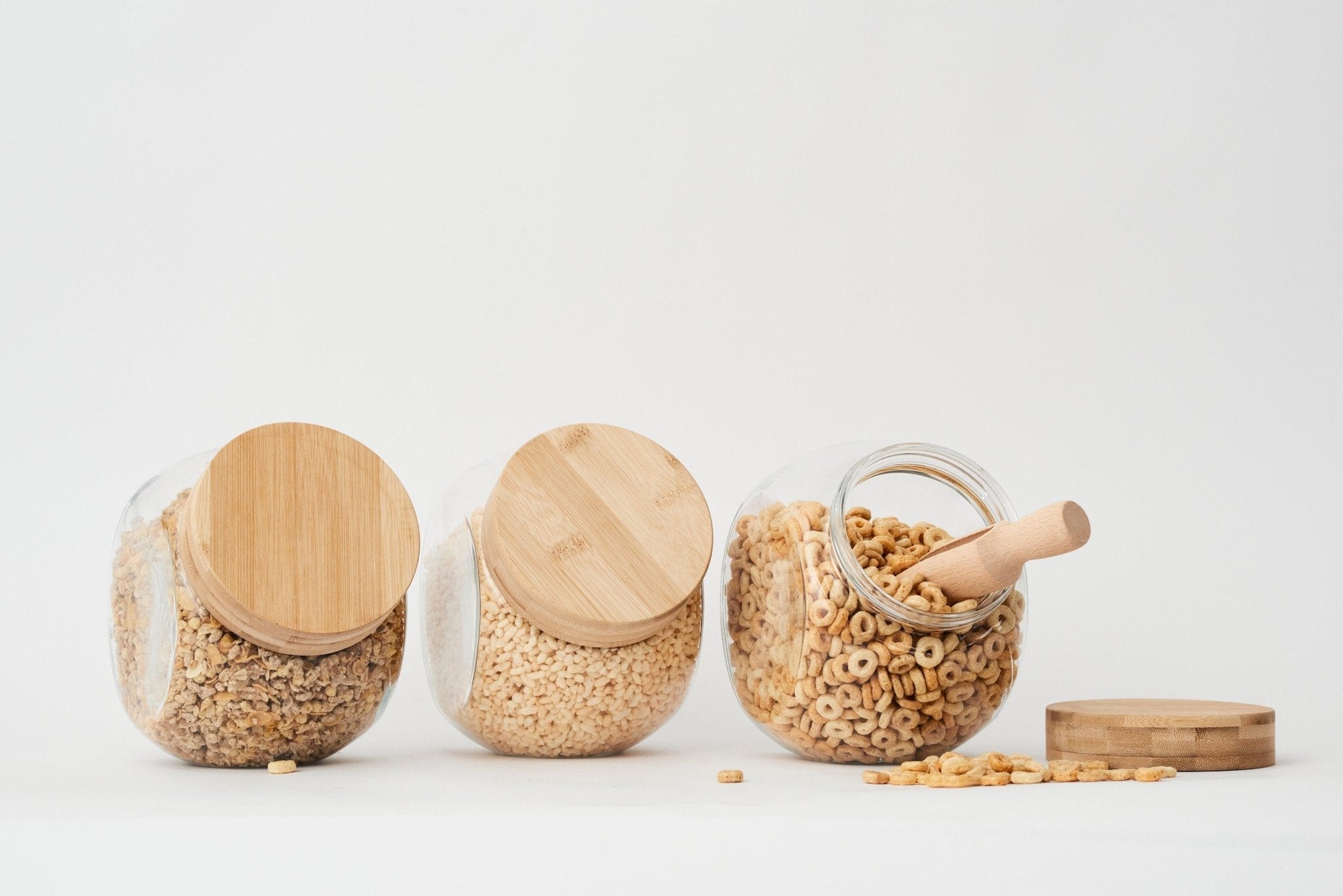 Tilted Glass Storage Jar with Wooden Lid | Kitchen & Homeware Australia | Pullen and Co