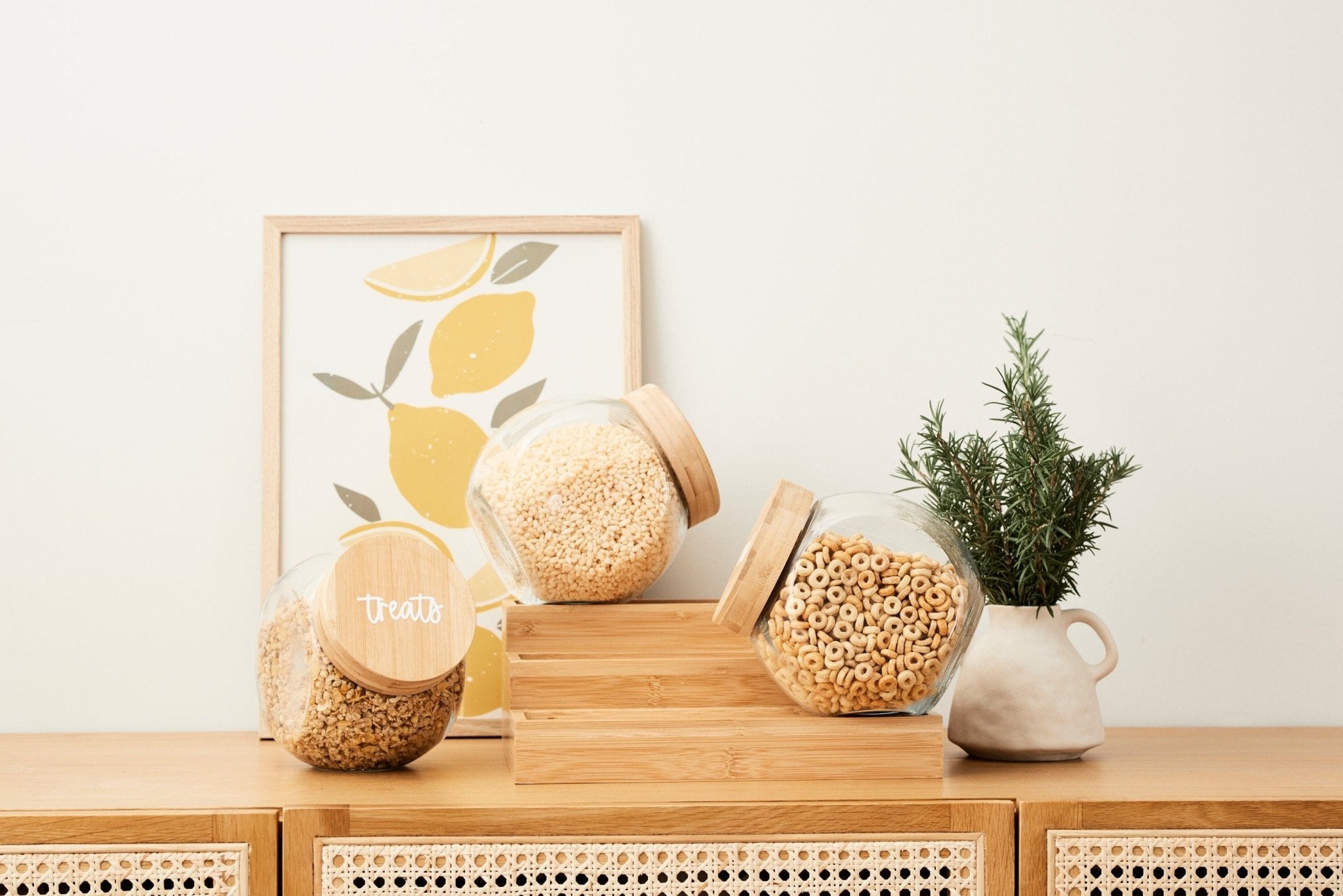 Tilted Glass Storage Jar with Wooden Lid | Kitchen & Homeware Australia | Pullen and Co