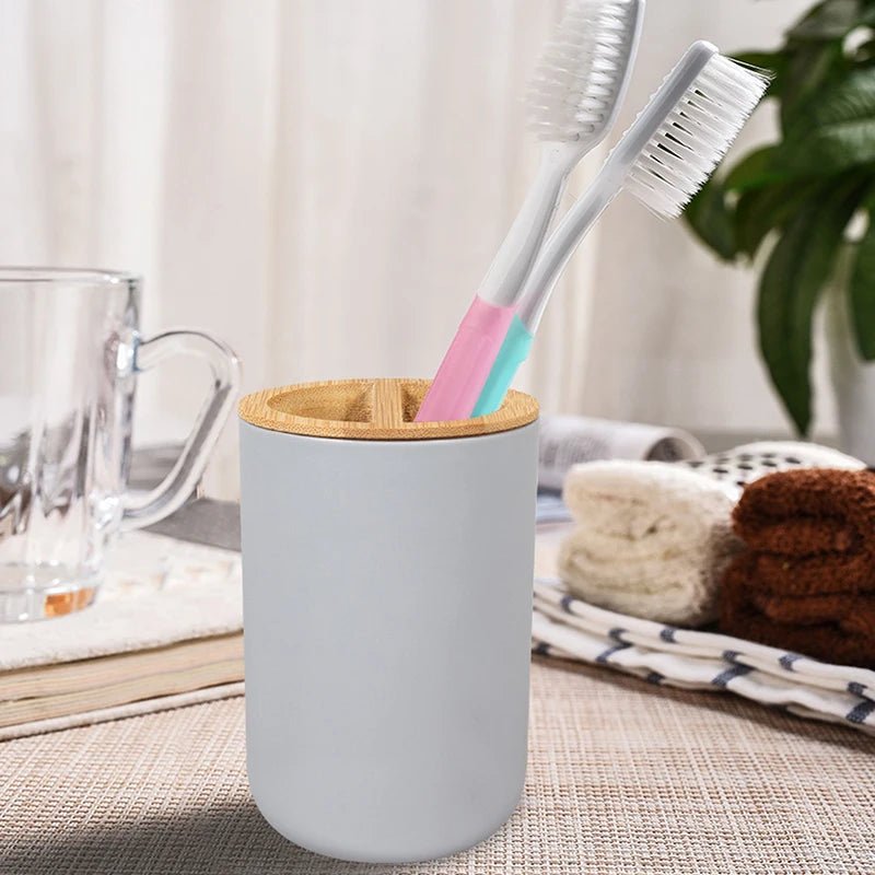 6-Piece Bathroom Accessories Set with Bamboo Accents