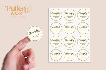 Ivory Round Sticker Labels (Custom) | Kitchen &amp; Homeware Australia | Pullen and Co