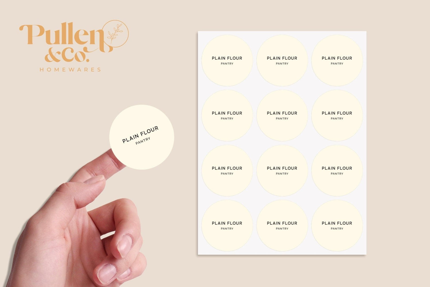Ivory Round Sticker Labels (Custom) | Kitchen &amp; Homeware Australia | Pullen and Co