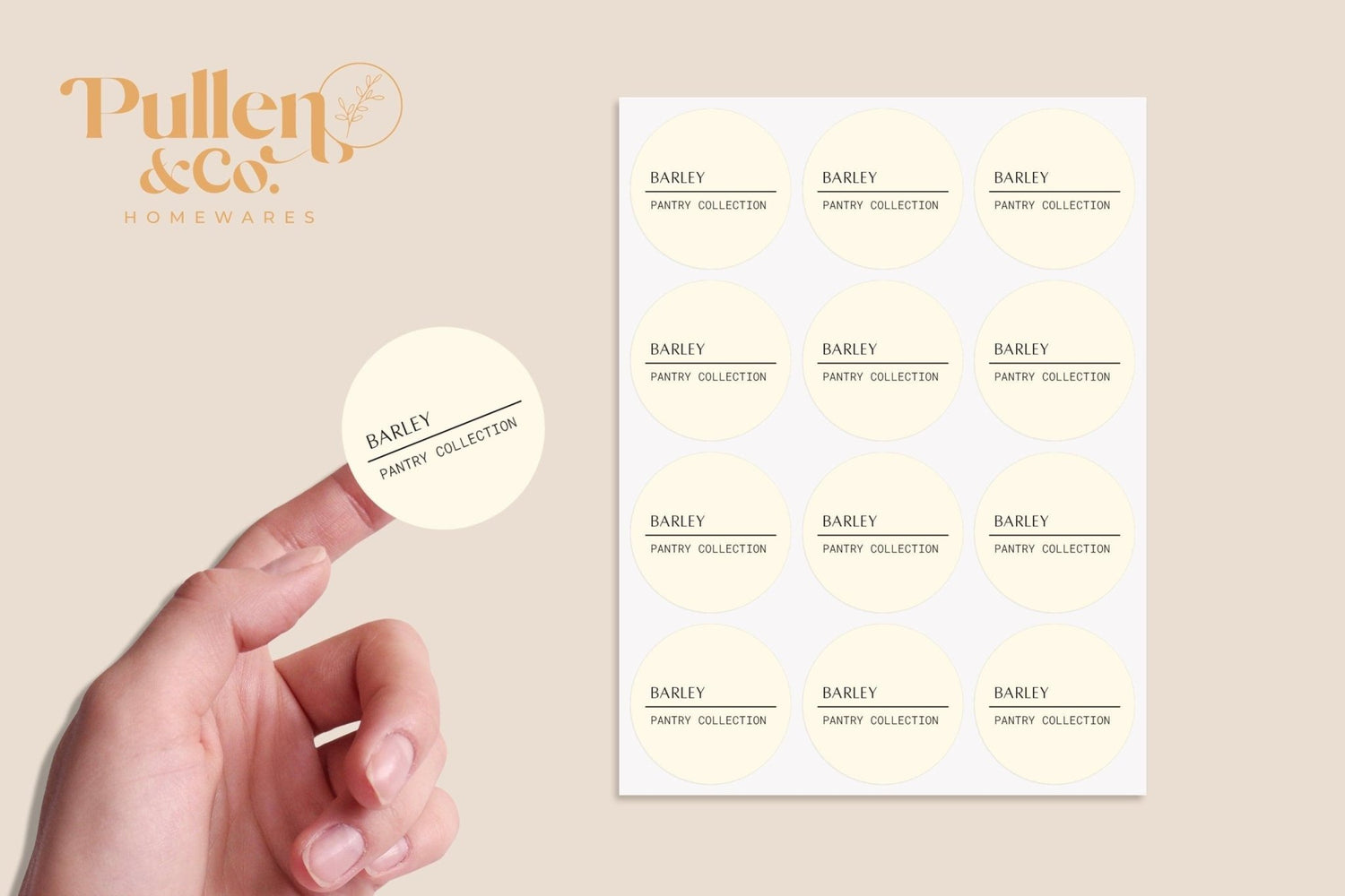 Ivory Round Sticker Labels (Custom) | Kitchen &amp; Homeware Australia | Pullen and Co