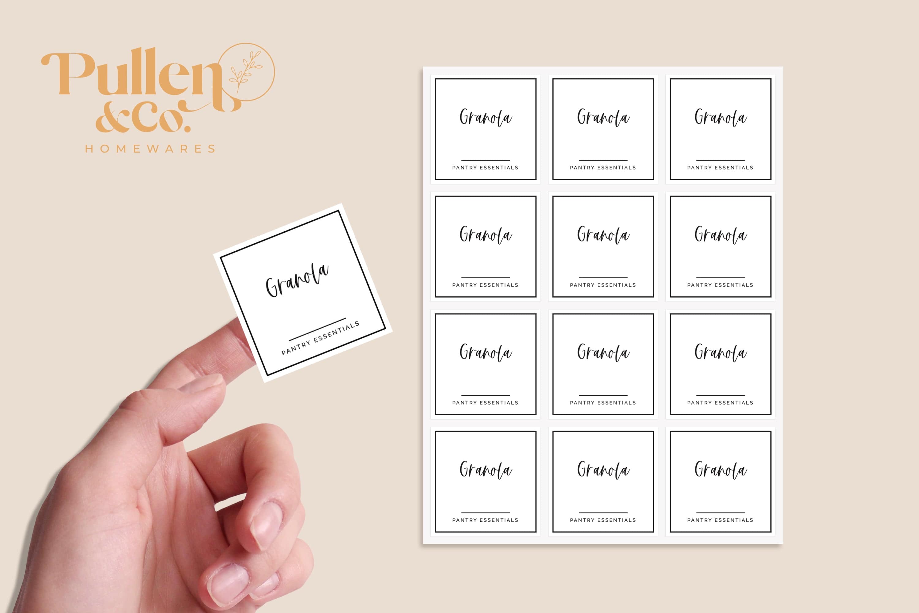 Pullen and Co Food &amp; Beverage Labels Square Sticker Labels (7357432037547)