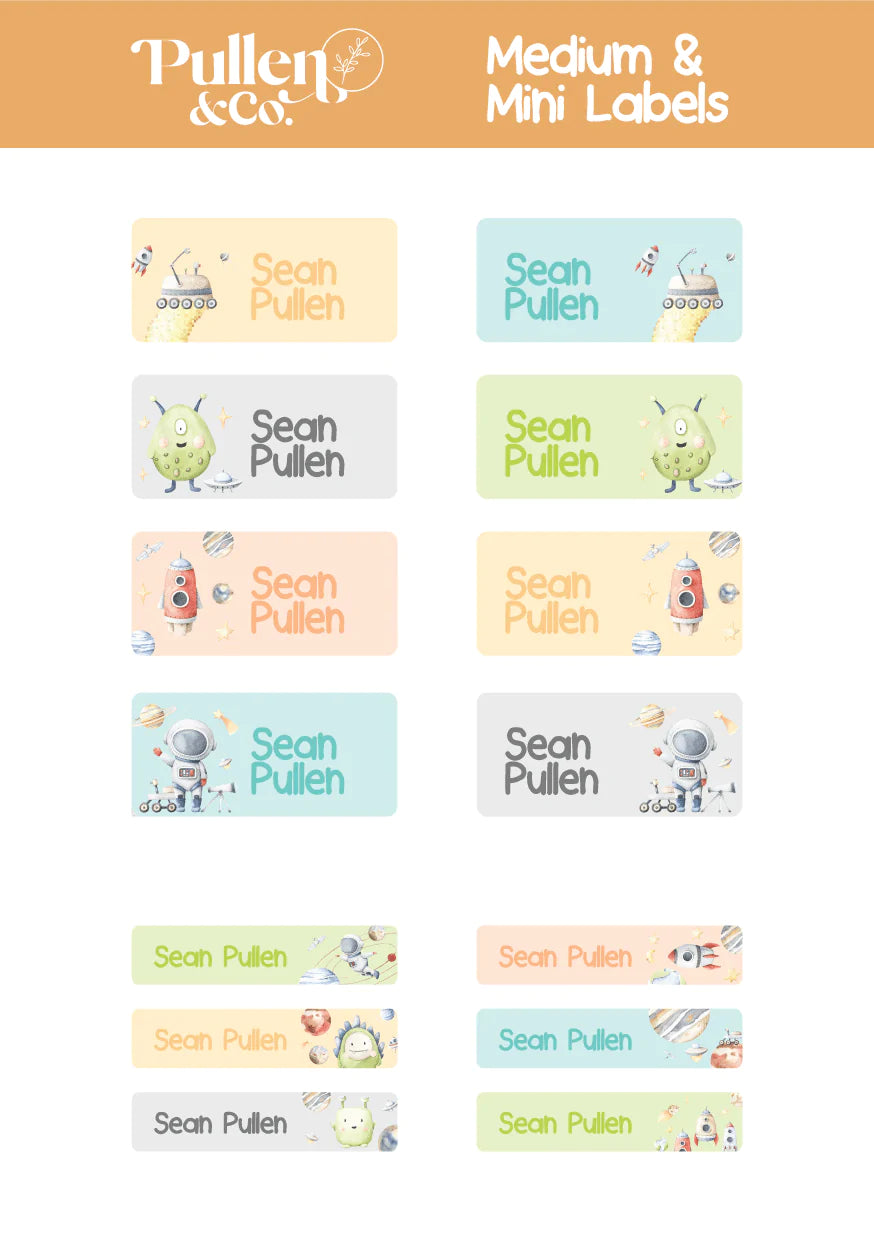 Pullen and Co Space Personalised Kids Sticker Labels (7506882035883)