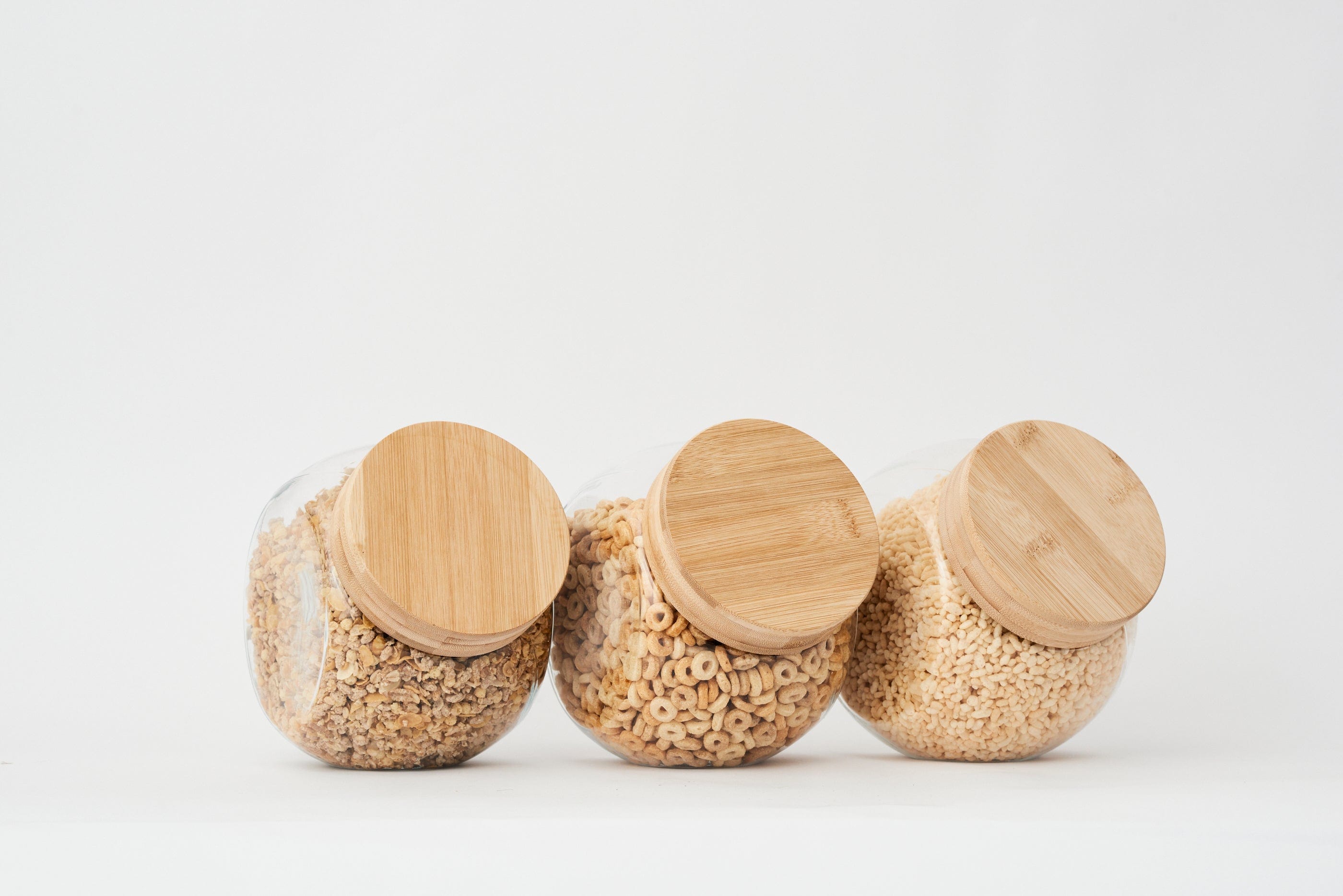 Pullen and Co Tilted Glass Storage Jar with Wooden Lid (6626413772971)