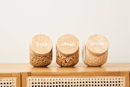 Pullen and Co Tilted Glass Storage Jar with Wooden Lid (6626413772971)