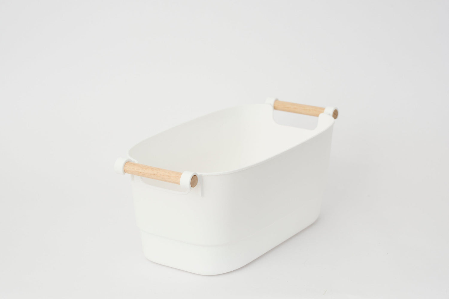 Pullen and Co White - Medium Plastic and Bamboo Storage Basket (FREE LABELS) (6727170687147)